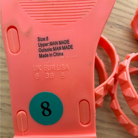 Olivia Miller Studded Jelly Slide Sandals Coral Pink Slip On 8 - Picture 5 of 8